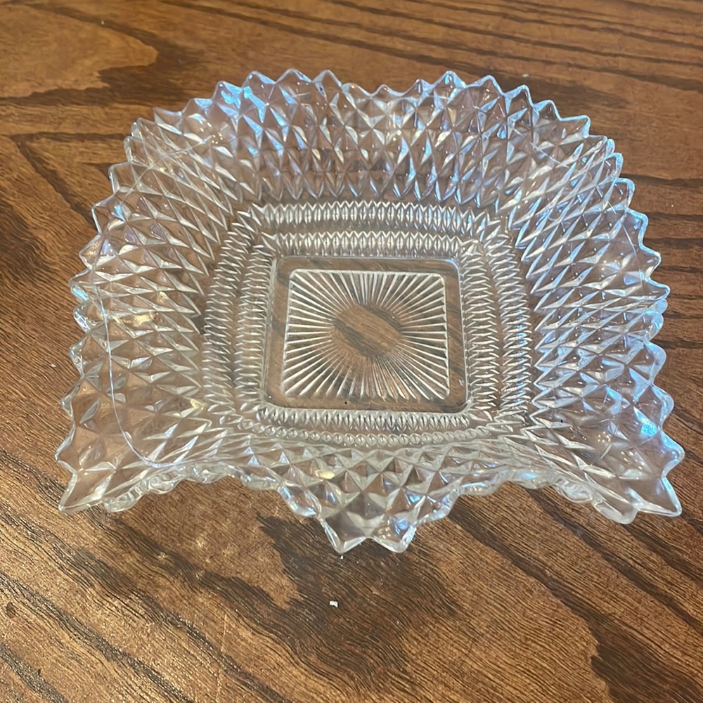 Vintage Clear Indiana Glass Co Diamond Point Candy or Trinket Dish
